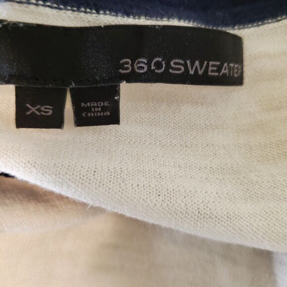 360 Sweater Striped Cotton Sweater Lightweight Pullover White Burgundy sz XS - Picture 4 of 5